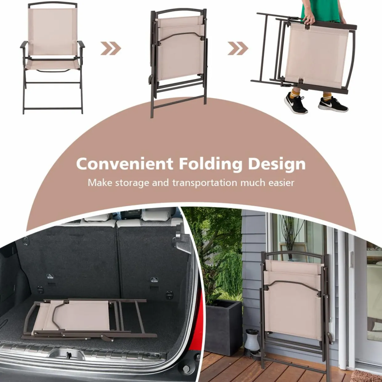 Tangkula 2 Piece Patio Folding Chairs