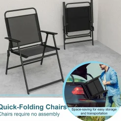 Tangkula 3 Piece Patio Folding Dining Set