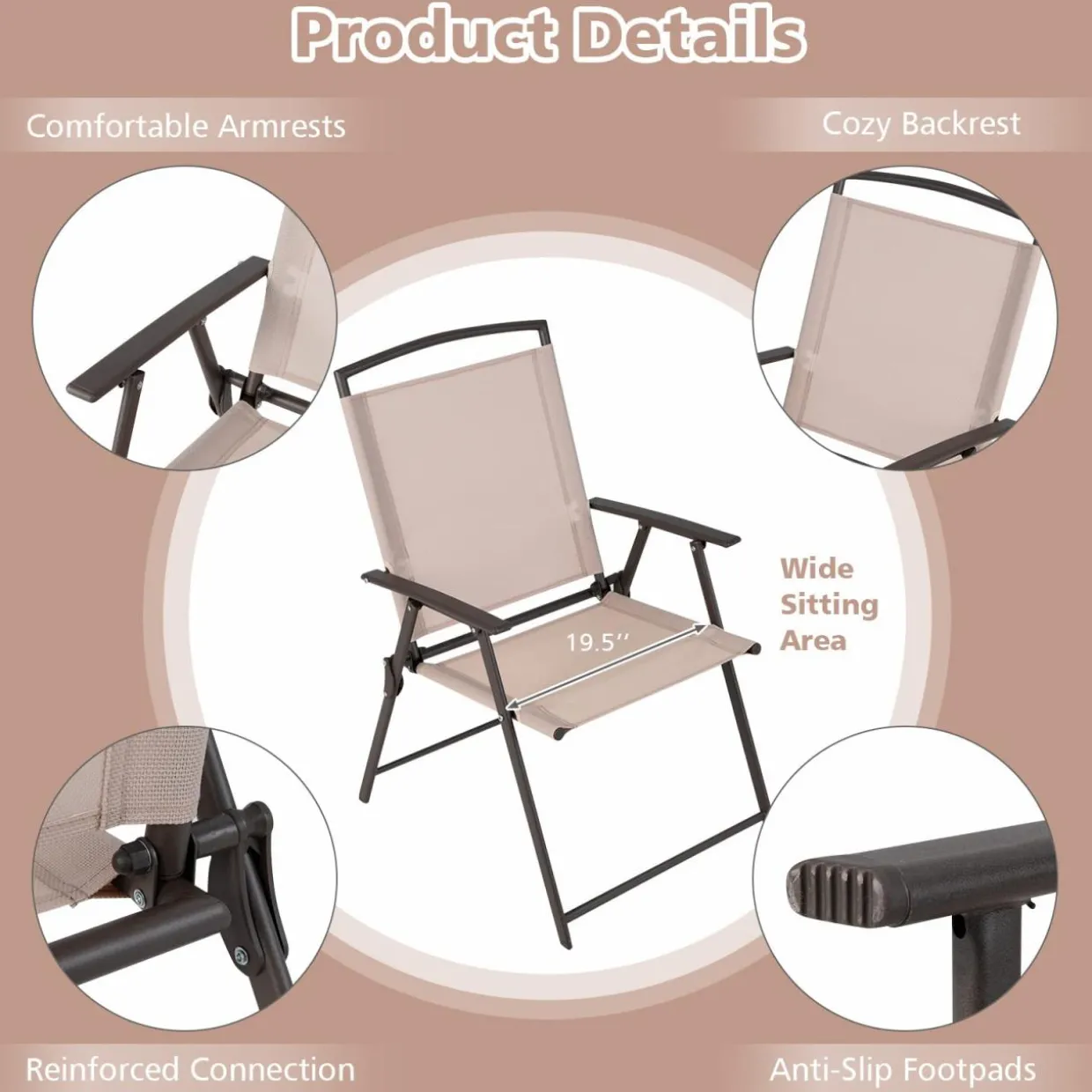 Tangkula 2 Piece Patio Folding Chairs