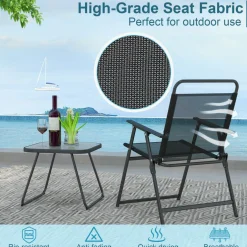 Tangkula 3 Piece Patio Folding Dining Set