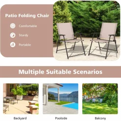 Tangkula 2 Piece Patio Folding Chairs