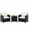 Tangkula 3 Piece Patio Furniture Set, Rattan Conversation Set w/Soft Seat & Back Cushions