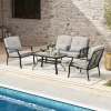 Tangkula 4 Piece Patio Furniture Set, Heavy Duty Outdoor Conversation Set with Soft Padded Cushions & Waist Pillows