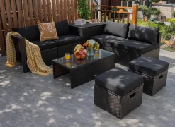 Tangkula 8 Piece Patio Furniture Set for 6 with Waterpfoor Cover