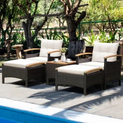 Tangkula 5 Piece Patio Furniture Set, Patiojoy Outdoor Conversation Set