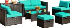 Tangkula 8 Piece Patio Furniture Set for 6 with Waterpfoor Cover