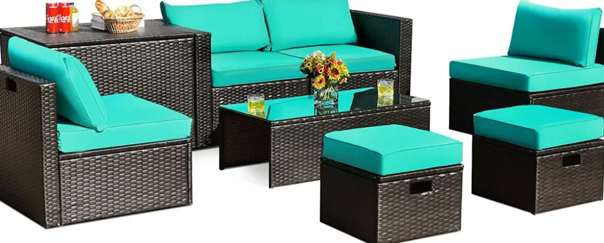 Tangkula 8 Piece Patio Furniture Set for 6 with Waterpfoor Cover