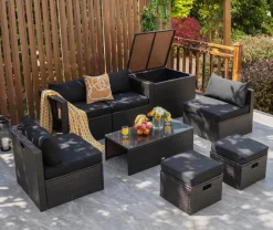 Tangkula 8 Piece Patio Furniture Set for 6 with Waterpfoor Cover