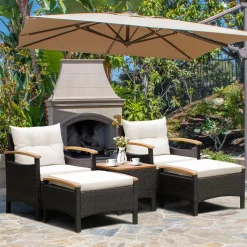 Tangkula 5 Piece Patio Furniture Set, Patiojoy Outdoor Conversation Set