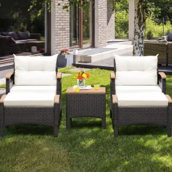 Tangkula 5 Piece Patio Furniture Set, Patiojoy Outdoor Conversation Set