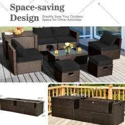 Tangkula 8 Piece Patio Furniture Set for 6 with Waterpfoor Cover