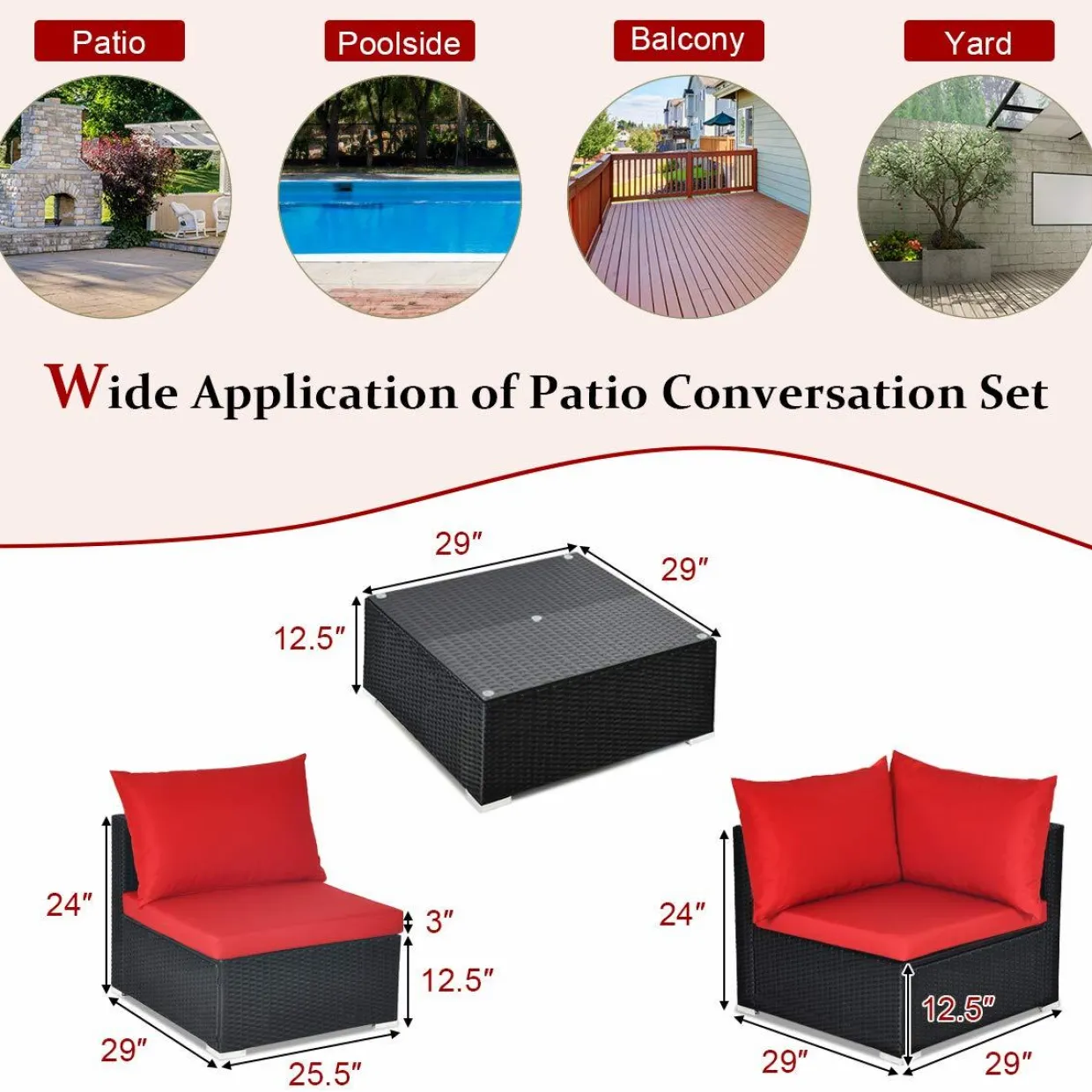Tangkula 7 Piece Patio Furniture Set, Outdoor Sectional Sofa w/Pillows and Cushions, Wicker Sofa Conversation Set with Coffee Table