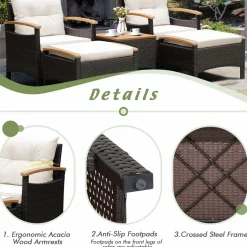 Tangkula 5 Piece Patio Furniture Set, Patiojoy Outdoor Conversation Set
