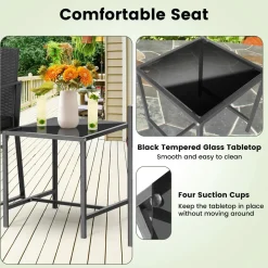 Tangkula 3 Piece Patio Furniture Set, Modern Heavy Duty All Weather Cushioned Wicker Chairs and Coffee Table Set