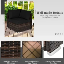 Tangkula 7 Piece Patio Furniture Set with Fire Pit Table, Includes 42 Inches 60,000 BTU Propane Rectangle Fire Pit Table