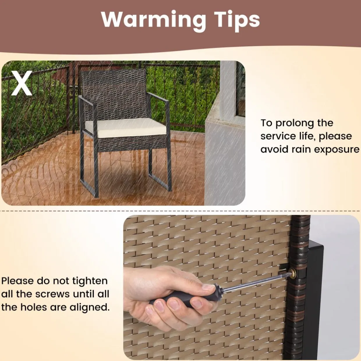Tangkula 3 Piece Patio Furniture Set, Modern Heavy Duty All Weather Cushioned Wicker Chairs and Coffee Table Set