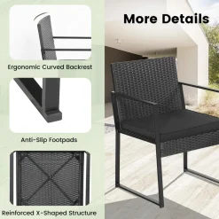 Tangkula 3 Piece Patio Furniture Set, Modern Heavy Duty All Weather Cushioned Wicker Chairs and Coffee Table Set