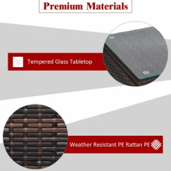 Tangkula 3 Piece Patio Furniture Set, 2 Wicker Chairs with Glass Top Coffee Table