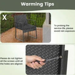 Tangkula 3 Piece Patio Furniture Set, Modern Heavy Duty All Weather Cushioned Wicker Chairs and Coffee Table Set