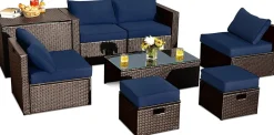 Tangkula 8 Piece Patio Furniture Set for 6 with Waterpfoor Cover