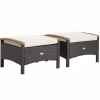 Tangkula 2 Piece Patio Rattan Ottomans, Outdoor Wicker Footstool