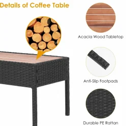 Tangkula 4 Piece Patio Rattan Conversation Set, Outdoor Wicker Sofa Furniture, Outside Sectional for Poolside, Deck, Garden