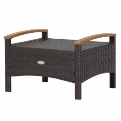Tangkula 2 Piece Patio Rattan Ottomans, Outdoor Wicker Footstool