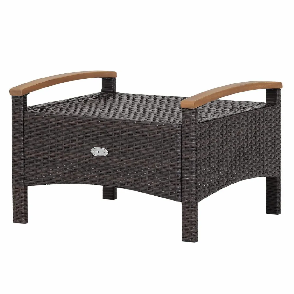 Tangkula 2 Piece Patio Rattan Ottomans, Outdoor Wicker Footstool