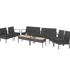 Tangkula 4 Piece Patio Rattan Conversation Set, Outdoor Wicker Sofa Furniture, Outside Sectional for Poolside, Deck, Garden
