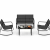 Tangkula 4 Piece Patio Rocking Set, 2 Rocking Chairs & Loveseat with Glass-Top Table