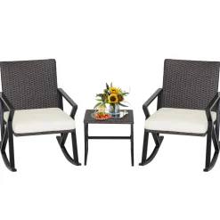 Tangkula 3 Piece Patio Rocking Set
