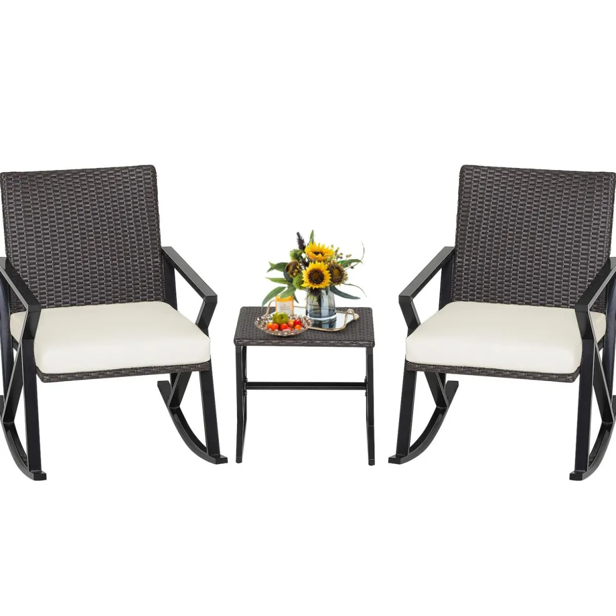 Tangkula 3 Piece Patio Rocking Set