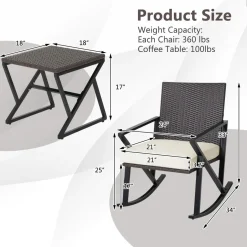Tangkula 3 Piece Patio Rocking Set