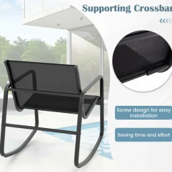 Tangkula 8 Piece Patio Rocking Set, 2 Rocking Chairs & Loveseat with Glass-Top Table