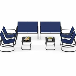Tangkula 8 Piece Patio Rocking Set, 2 Rocking Chairs & Loveseat with Glass-Top Table