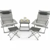 Tangkula 5 Piece Patio Sling Chair Set, Folding Beach Lawn Chairs with Ottoman & Coffee Table