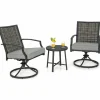 Tangkula 3 Piece Patio Swivel Chair Set, Wicker Swivel Chairs