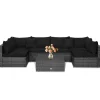 Tangkula 7 Piece Patio Wicker Furniture Set, Sofa Set for 6 with Seat, 2 Throw Pillows
