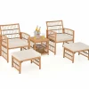 Tangkula 5 Piece Patio Wicker Sofa Set, Outdoor Rattan Conversation Set with Seat & Back Cushions (Natural)