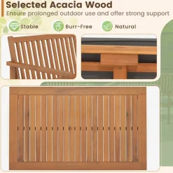 Tangkula 4 Piece Patio Wood Furniture Set, Acacia Wood Sofa Set w/Loveseat, 2 Chairs & Coffee Table