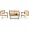 Tangkula 4 Piece Wood Patio Conversation Set, Patio Furniture Set w/Seat Cushions