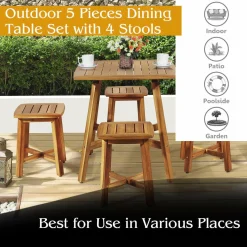 Tangkula 5 Piece Wood Patio Dining Set