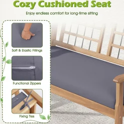 Tangkula 4 Piece Wood Patio Furniture Set, Outdoor Conversation Set w/Soft Seat Cushions