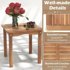 Tangkula 3 Piece Wood Patio Furniture Set, Outdoor Bistro Set w/Soft Seat Cushions