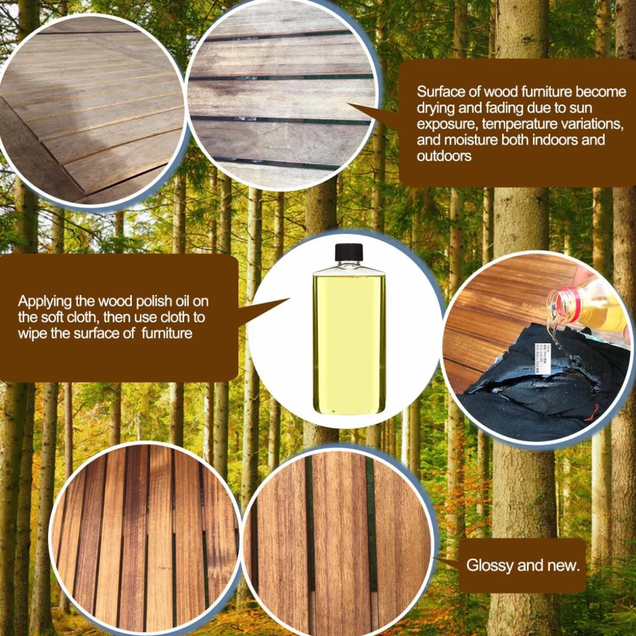 Tangkula 5 Piece Wood Patio Dining Set