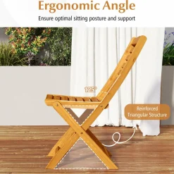 Tangkula 3 Pieces Acacia Wood Patio Folding Bistro Set, Outdoor Table and Chairs Set with Soft Cushions