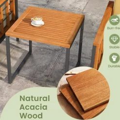 Tangkula 5 Pieces Acacia Wood Patio Furniture Set with Ottomans, Outdoor Conversation Set