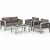 Tangkula 4 Pieces Aluminum Patio Furniture Set, Modern Outdoor Sectional Sofa Set (Gray)