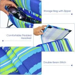 Tangkula 3 Pieces Beach Chairs for Adults, Backpack 2 Pack Beach Chairs Set with Folding Side Table