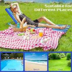 Tangkula 3 Pieces Beach Chairs for Adults, Backpack 2 Pack Beach Chairs Set with Folding Side Table